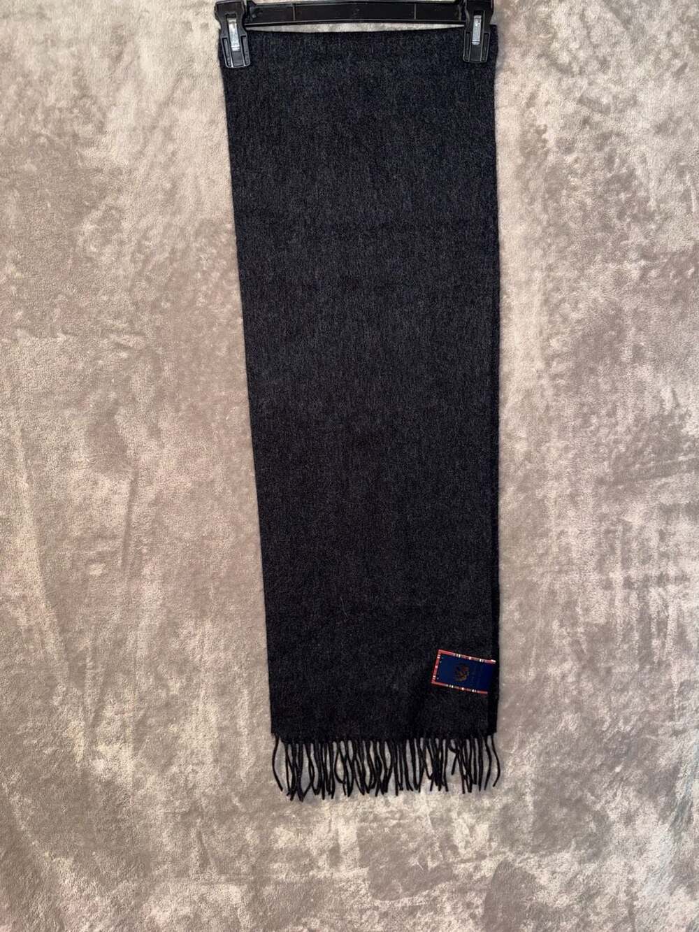 Club Room 100% Cashmere Charcoal Grey Fringed Scarf